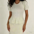 Short-Sleeve Knit Jumper with Pearls