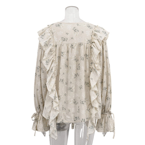 Ditsy Floral Tie-Neck Blouse