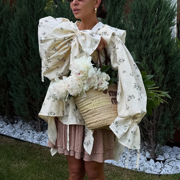 Ditsy Floral Tie-Neck Blouse